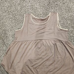 Zenana Outfitters Women's Tank Top in Taupe with Cream Trim